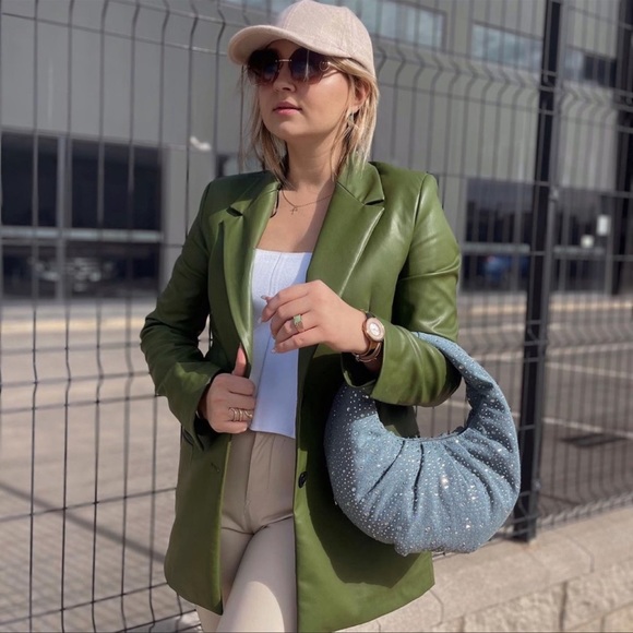 ZARA DIAMANTE OVAL SHAPED DENIM BAG - Picture 14 of 15